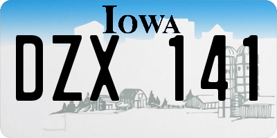 IA license plate DZX141