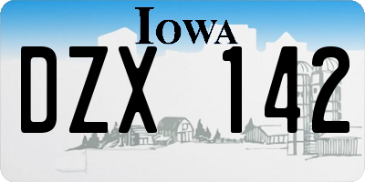 IA license plate DZX142