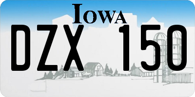 IA license plate DZX150