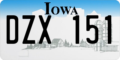 IA license plate DZX151