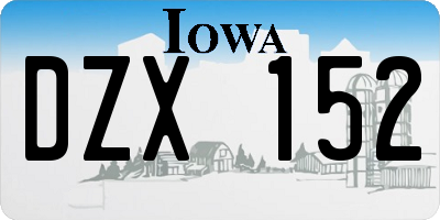 IA license plate DZX152