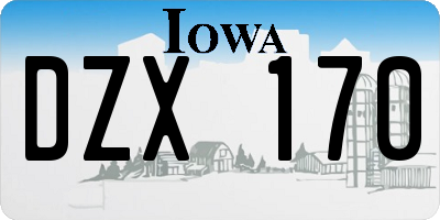 IA license plate DZX170