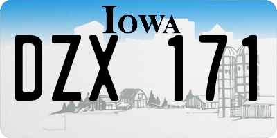 IA license plate DZX171