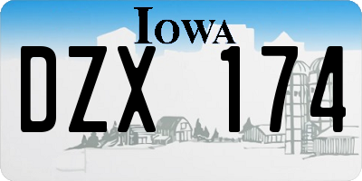 IA license plate DZX174