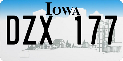 IA license plate DZX177
