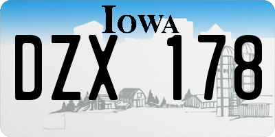 IA license plate DZX178