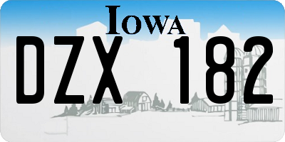 IA license plate DZX182