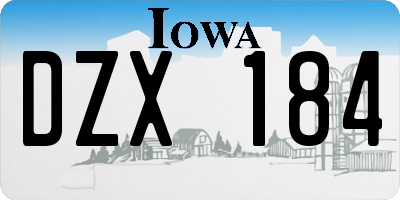 IA license plate DZX184