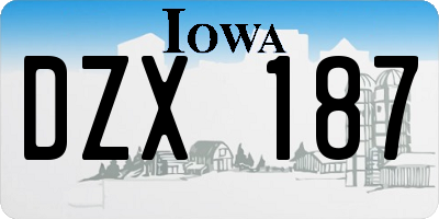 IA license plate DZX187