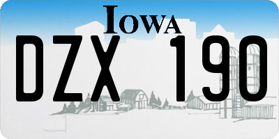 IA license plate DZX190