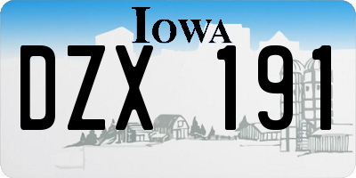 IA license plate DZX191