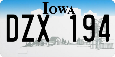 IA license plate DZX194