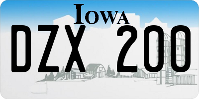 IA license plate DZX200