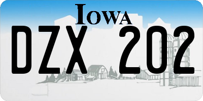 IA license plate DZX202