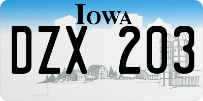 IA license plate DZX203