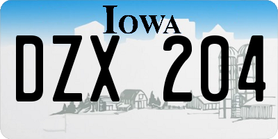 IA license plate DZX204