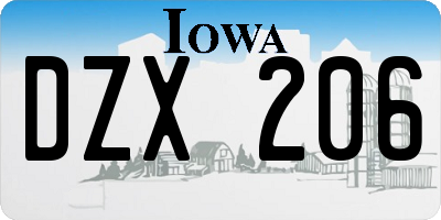 IA license plate DZX206