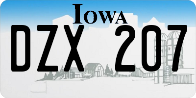 IA license plate DZX207