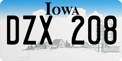 IA license plate DZX208