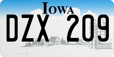 IA license plate DZX209