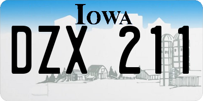 IA license plate DZX211