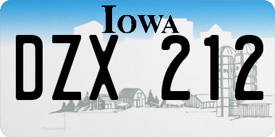 IA license plate DZX212