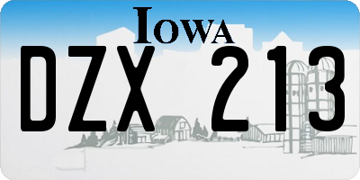 IA license plate DZX213