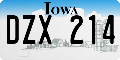 IA license plate DZX214