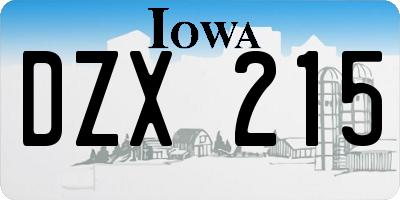 IA license plate DZX215