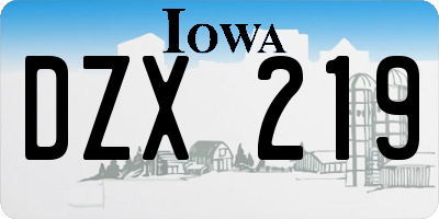IA license plate DZX219