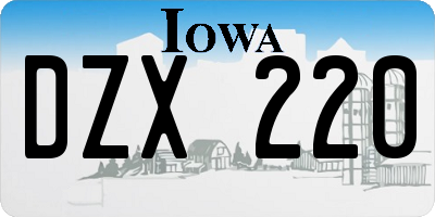 IA license plate DZX220