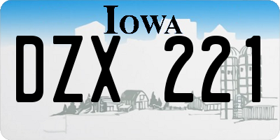 IA license plate DZX221