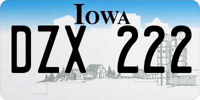 IA license plate DZX222