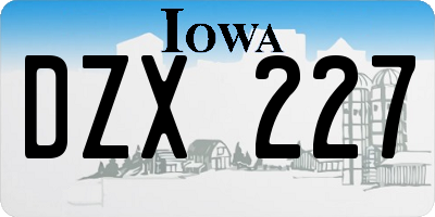 IA license plate DZX227