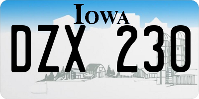 IA license plate DZX230