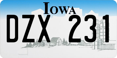 IA license plate DZX231