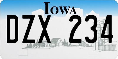 IA license plate DZX234