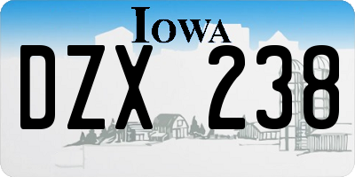 IA license plate DZX238