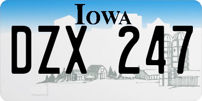 IA license plate DZX247