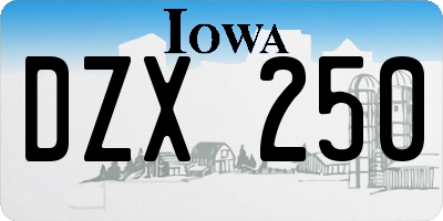 IA license plate DZX250