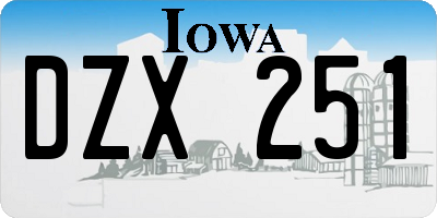 IA license plate DZX251