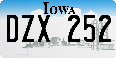 IA license plate DZX252