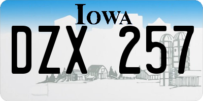 IA license plate DZX257