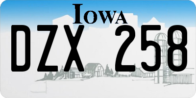 IA license plate DZX258