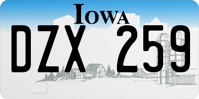 IA license plate DZX259