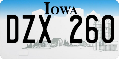 IA license plate DZX260