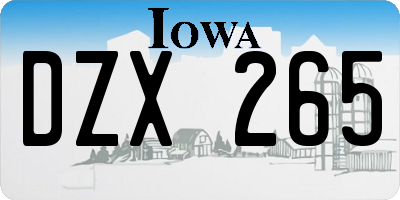 IA license plate DZX265