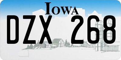 IA license plate DZX268