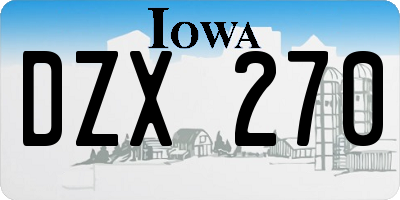 IA license plate DZX270