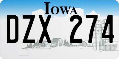 IA license plate DZX274